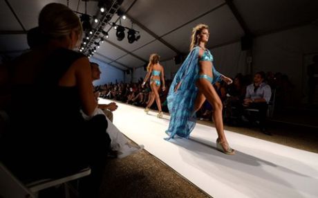 Models walk the runway at the Dolores Cortes. (Andrew H. Walker/Getty Images for Mercedes-Benz Fashion Week Swim 2014)